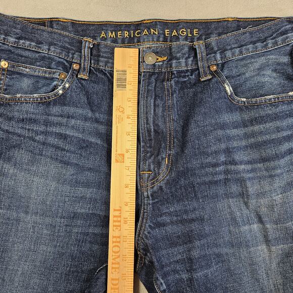 American Eagle Jeans Men 38x29.5 Blue Classic Bootcut Western Denim Dark Wash - Picture 11 of 14